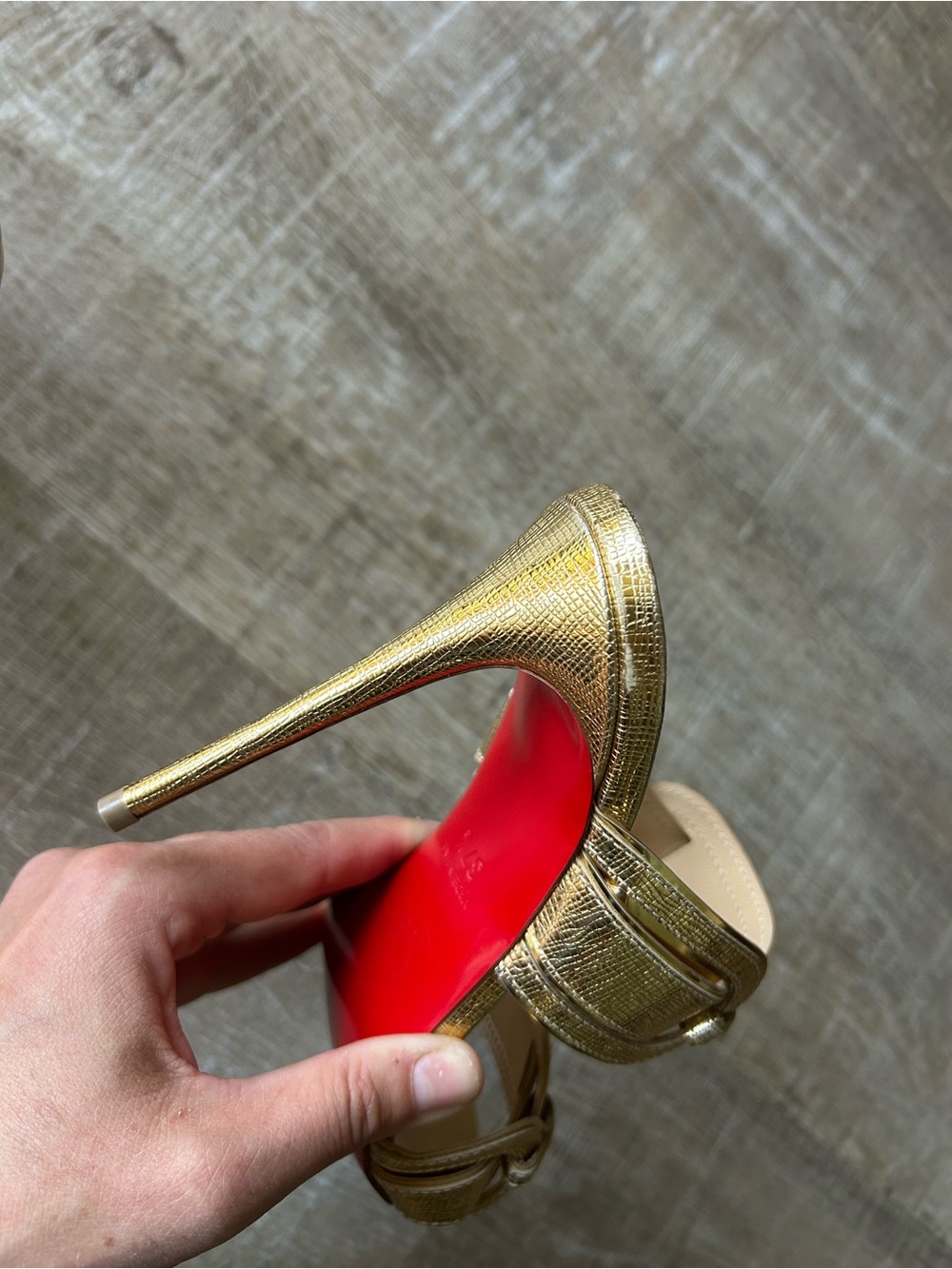 Rare Christian Louboutin Balistra 100 Lamé Specchio Gold Slides 37.5 Unworn - Picture 7 of 16